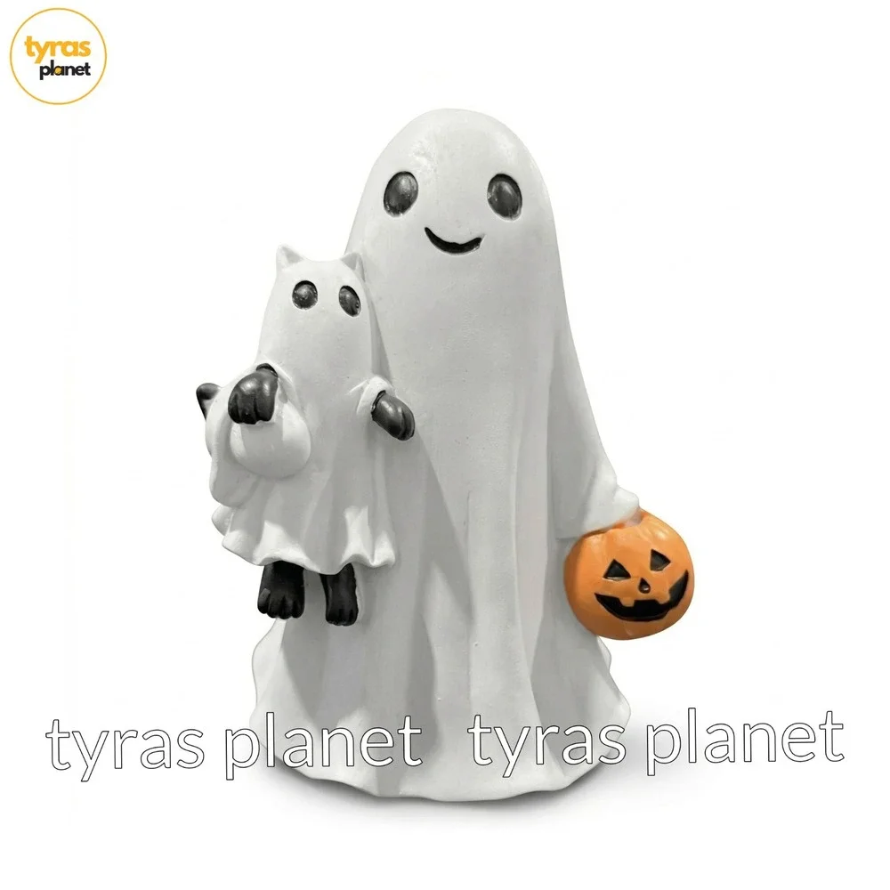 Goblin And Ghoul Ghost Holding Black Cat Viral Spooky Halloween - 8 in